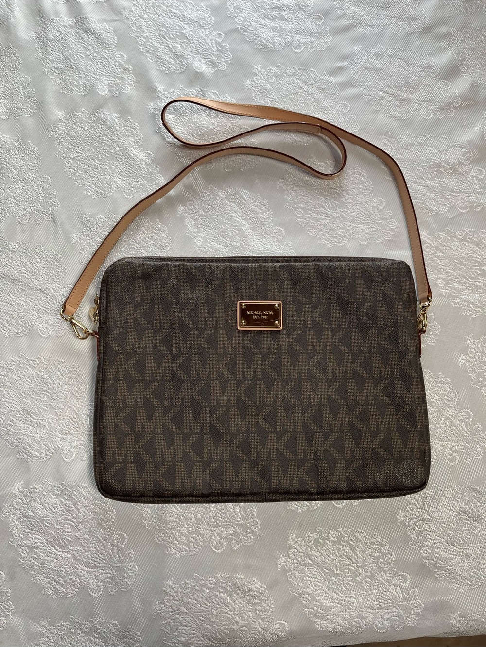 Michael Kors Brown and Tan Signature Messenger Bag